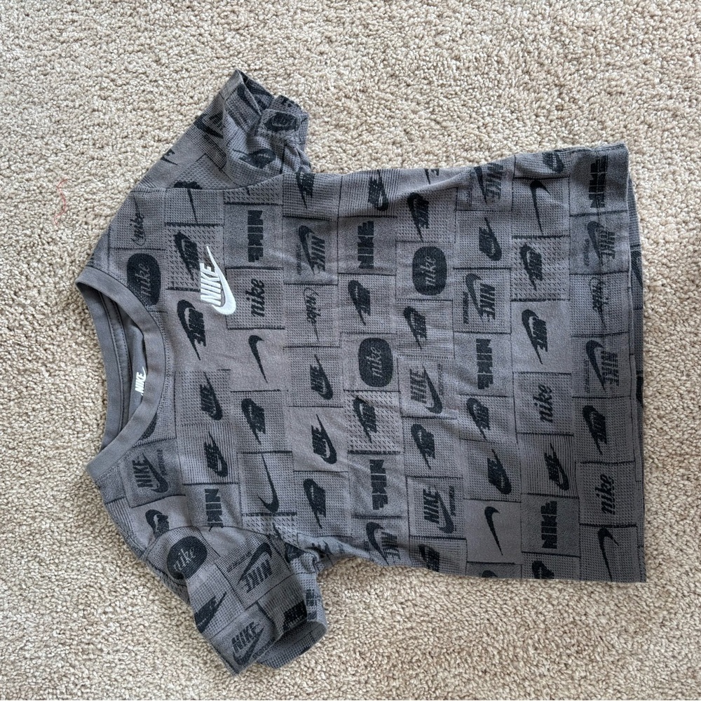Nike Grey Tee with Black Logo Pattern